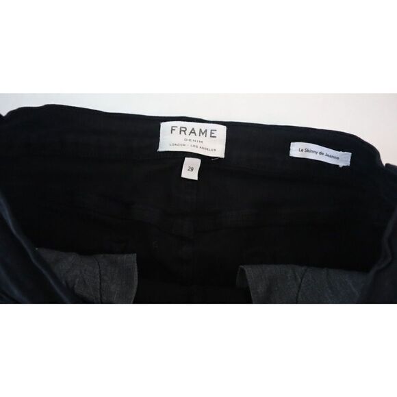 Frame Women Sz 29 Black Film Noir Le Skinny de Jeanne Distressed Denim Jeans $20 - Picture 3 of 8